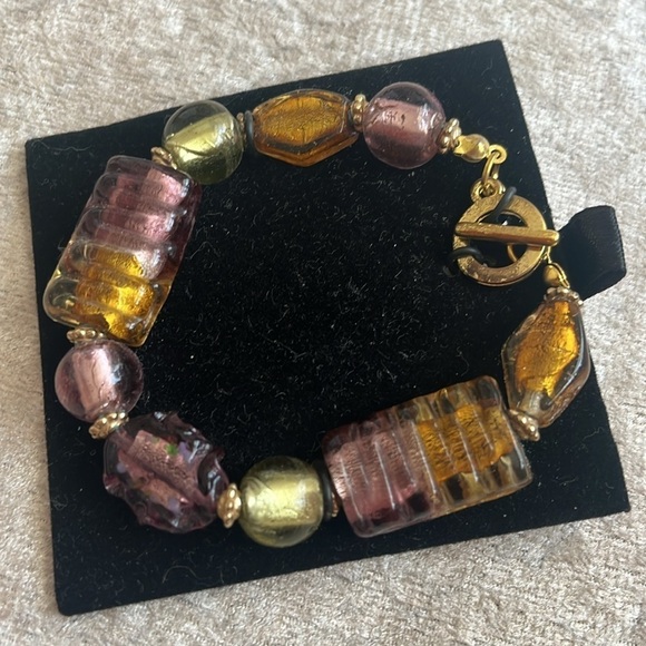 Brand New The Artesian Collection Handcrafted Art Glass Bracelet Beaded European - Picture 6 of 14